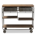 Baxton Studio Grant Vintage Rustic Industrial Oak Brown Finished Wood and Black Finished Metal 2-Drawer Kitchen Cart - JY20A069-Oak-Cart