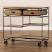 Baxton Studio Grant Vintage Rustic Industrial Oak Brown Finished Wood and Black Finished Metal 2-Drawer Kitchen Cart - JY20A069-Oak-Cart