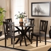 Baxton Studio Mare Modern and Contemporary Transitional Dark Brown Finished Wood 5-Piece Dining Set - Mare-Dark Brown-5PC Dining Set