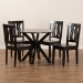 Baxton Studio Mare Modern and Contemporary Transitional Dark Brown Finished Wood 5-Piece Dining Set - Mare-Dark Brown-5PC Dining Set