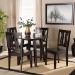 Baxton Studio Anesa Modern and Contemporary Transitional Dark Brown Finished Wood 5-Piece Dining Set - Anesa-Dark Brown-5PC Dining Set