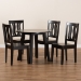 Baxton Studio Anesa Modern and Contemporary Transitional Dark Brown Finished Wood 5-Piece Dining Set - Anesa-Dark Brown-5PC Dining Set