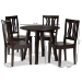 Baxton Studio Anesa Modern and Contemporary Transitional Dark Brown Finished Wood 5-Piece Dining Set - Anesa-Dark Brown-5PC Dining Set