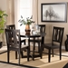 Baxton Studio Elodia Modern and Contemporary Transitional Dark Brown Finished Wood 5-Piece Dining Set - Elodia-Dark Brown-5PC Dining Set