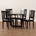 Baxton Studio Elodia Modern and Contemporary Transitional Dark Brown Finished Wood 5-Piece Dining Set - Elodia-Dark Brown-5PC Dining Set