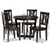 Baxton Studio Elodia Modern and Contemporary Transitional Dark Brown Finished Wood 5-Piece Dining Set - Elodia-Dark Brown-5PC Dining Set