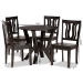 Baxton Studio Noelia Modern and Contemporary Transitional Dark Brown Finished Wood 5-Piece Dining Set - Noelia-Dark Brown-5PC Dining Set