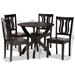 Baxton Studio Karla Modern and Contemporary Transitional Dark Brown Finished Wood 5-Piece Dining Set - Karla-Dark Brown-5PC Dining Set