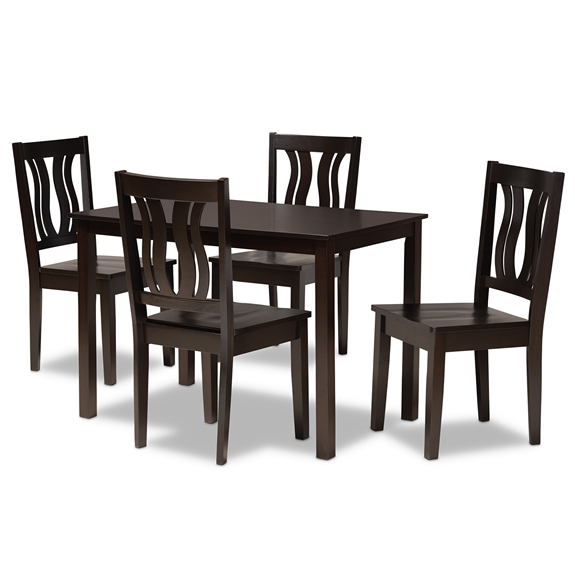 Baxton Studio Zamira Modern and Contemporary Transitional Dark Brown Finished Wood 5-Piece Dining Set