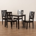 Baxton Studio Zamira Modern and Contemporary Transitional Dark Brown Finished Wood 5-Piece Dining Set - Zamira-Dark Brown-5PC Dining Set