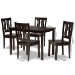 Baxton Studio Zamira Modern and Contemporary Transitional Dark Brown Finished Wood 5-Piece Dining Set - Zamira-Dark Brown-5PC Dining Set