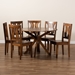 Baxton Studio Mare Modern and Contemporary Transitional Walnut Brown Finished Wood 7-Piece Dining Set - Mare-Walnut-7PC Dining Set