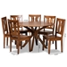 Baxton Studio Mare Modern and Contemporary Transitional Walnut Brown Finished Wood 7-Piece Dining Set - Mare-Walnut-7PC Dining Set