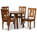 Baxton Studio Anesa Modern and Contemporary Transitional Walnut Brown Finished Wood 5-Piece Dining Set