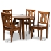 Baxton Studio Anesa Modern and Contemporary Transitional Walnut Brown Finished Wood 5-Piece Dining Set - Anesa-Walnut-5PC Dining Set