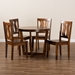 Baxton Studio Elodia Modern and Contemporary Transitional Walnut Brown Finished Wood 5-Piece Dining Set - Elodia-Walnut-5PC Dining Set