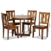 Baxton Studio Elodia Modern and Contemporary Transitional Walnut Brown Finished Wood 5-Piece Dining Set - Elodia-Walnut-5PC Dining Set