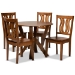 Baxton Studio Noelia Modern and Contemporary Transitional Walnut Brown Finished Wood 5-Piece Dining Set