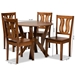 Baxton Studio Noelia Modern and Contemporary Transitional Walnut Brown Finished Wood 5-Piece Dining Set - Noelia-Walnut-5PC Dining Set