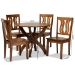 Baxton Studio Karla Modern and Contemporary Transitional Walnut Brown Finished Wood 5-Piece Dining Set - Karla-Walnut-5PC Dining Set