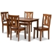 Baxton Studio Zamira Modern and Contemporary Transitional Walnut Brown Finished Wood 5-Piece Dining Set