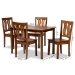 Baxton Studio Zamira Modern and Contemporary Transitional Walnut Brown Finished Wood 5-Piece Dining Set - Zamira-Walnut-5PC Dining Set