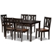 Baxton Studio Zamira Modern and Contemporary Transitional Two-Tone Dark Brown and Walnut Brown Finished Wood 7-Piece Dining Set