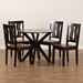 Baxton Studio Mare Modern and Contemporary Transitional Two-Tone Dark Brown and Walnut Brown Finished Wood 5-Piece Dining Set - Mare-Dark Brown/Walnut-5PC Dining Set
