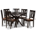 Baxton Studio Mare Modern and Contemporary Transitional Two-Tone Dark Brown and Walnut Brown Finished Wood 7-Piece Dining Set - Mare-Dark Brown/Walnut-7PC Dining Set