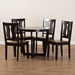 Baxton Studio Elodia Modern and Contemporary Transitional Two-Tone Dark Brown and Walnut Brown Finished Wood 5-Piece Dining Set - Elodia-Dark Brown/Walnut-5PC Dining Set