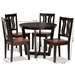 Baxton Studio Elodia Modern and Contemporary Transitional Two-Tone Dark Brown and Walnut Brown Finished Wood 5-Piece Dining Set - Elodia-Dark Brown/Walnut-5PC Dining Set