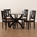 Baxton Studio Karla Modern and Contemporary Transitional Two-Tone Dark Brown and Walnut Brown Finished Wood 5-Piece Dining Set - Karla-Dark Brown/Walnut-5PC Dining Set