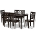 Baxton Studio Luisa Modern and Contemporary Transitional Dark Brown Finished Wood 7-Piece Dining Set - Luisa-Dark Brown-7PC Dining Set
