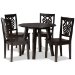 Baxton Studio Mina Modern and Contemporary Transitional Dark Brown Finished Wood 5-Piece Dining Set
