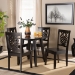 Baxton Studio Mina Modern and Contemporary Transitional Dark Brown Finished Wood 5-Piece Dining Set - Mina-Dark Brown-5PC Dining Set