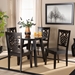 Baxton Studio Mina Modern and Contemporary Transitional Dark Brown Finished Wood 5-Piece Dining Set - Mina-Dark Brown-5PC Dining Set