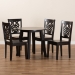 Baxton Studio Mina Modern and Contemporary Transitional Dark Brown Finished Wood 5-Piece Dining Set - Mina-Dark Brown-5PC Dining Set