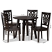 Baxton Studio Mina Modern and Contemporary Transitional Dark Brown Finished Wood 5-Piece Dining Set - Mina-Dark Brown-5PC Dining Set