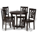 Baxton Studio Salida Modern and Contemporary Transitional Dark Brown Finished Wood 5-Piece Dining Set - Salida-Dark Brown-5PC Dining Set