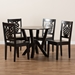 Baxton Studio Valda Modern and Contemporary Transitional Dark Brown Finished Wood 5-Piece Dining Set - Valda-Dark Brown-5PC Dining Set