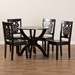 Baxton Studio Wanda Modern and Contemporary Transitional Dark Brown Finished Wood 5-Piece Dining Set - Wanda-Dark Brown-5PC Dining Set