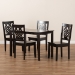 Baxton Studio Luisa Modern and Contemporary Transitional Dark Brown Finished Wood 5-Piece Dining Set - Luisa-Dark Brown-5PC Dining Set