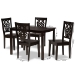 Baxton Studio Luisa Modern and Contemporary Transitional Dark Brown Finished Wood 5-Piece Dining Set - Luisa-Dark Brown-5PC Dining Set