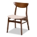 Baxton Studio Paras Mid-Century Modern Transitional Light Beige Fabric Upholstered and Walnut Brown Finished Wood 5-Piece Dining Set with Faux Marble Dining Table - Paras-Latte/Walnut-5PC Dining Set