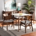 Baxton Studio Paras Mid-Century Modern Transitional Light Grey Fabric Upholstered and Walnut Brown Finished Wood 5-Piece Dining Set with Faux Marble Dining Table - Paras-Smoke/Walnut-5PC Dining Set