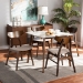 Baxton Studio Pearson Mid-Century Modern Transitional Light Beige Fabric Upholstered and Walnut Brown Finished Wood 5-Piece Dining Set with Faux Marble Table - Pearson-Latte/Walnut-5PC Dining Set