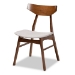 Baxton Studio Pearson Mid-Century Modern Transitional Light Grey Fabric Upholstered and Walnut Brown Finished Wood 5-Piece Dining Set with Faux Marble Table - Pearson-Smoke/Walnut-5PC Dining Set