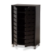 Baxton Studio Ernest Modern and Contemporary Dark Brown Finished Wood 2-Door Shoe Storage Cabinet - FP-11027-Espresso-Shoe Cabinet