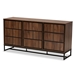 Baxton Studio Neil Modern and Contemporary Walnut Brown Finished Wood and Black Finished Metal 3-Door Dining Room Sideboard Buffet