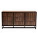 Baxton Studio Neil Modern and Contemporary Walnut Brown Finished Wood and Black Finished Metal 3-Door Dining Room Sideboard Buffet - MPC8009-Walnut-Sideboard